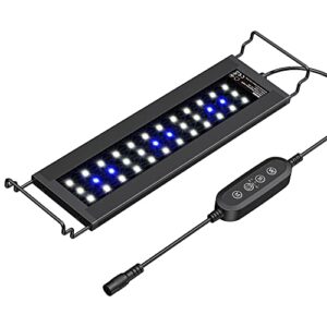 nicrew aqualux white and blue led aquarium light, intensity adjustable freshwater fish tank light with 8/10/12 hours timer, sunrise and sunset function, 12-18 inch, 6 watts