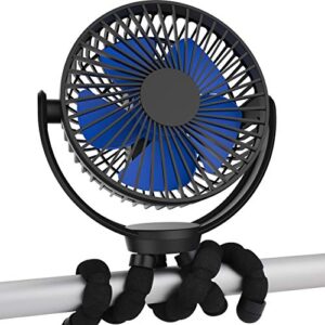 5000mah battery operated fan with flexible tripod, rechargeable stroller fan, clip fan for home office peloton bike treadmill golf cart car seat camping tent，ultra quiet, 3 speeds, 360° rotatable