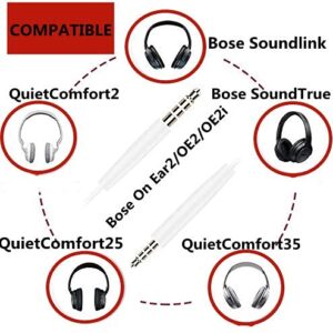 Saipomor SoundTrue Replacement Cords for Bose On-Ear 2 OE2 OE2i QC25 QC35II QC35 QC45 NC700 Soundlink SoundlinkII Headphones (White)