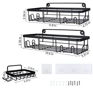 DK.PPFN. Shower Caddy Organizer Shelf with Soap Dish, No Drilling Shower Organizer Rack with Adhesive for Bathroom Washroom Kitchen, Shower Storage Shelf 304 Stainless Steel, Black