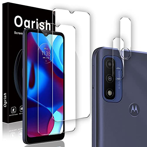 Ogrish [2+2 Pack Tempered Glass Screen Protector for Motorola Moto G Pure 2021 - and 2 Pack Camera Lens Protector - HD Clarity - Anti-Scratch - Case Friendly - Anti-fingerprint