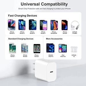 iPhone 14 13 12 11 Fast Charger - MFi Certified - 20W USB C Wall Charger with 6.6Ft USB C Cable Compatible with iPhone14/13 Min/13 Pro/13 Pro Max/12 11 Xs XR X SE 8 iPad Air&Mini AirPods