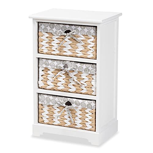 Baxton Studio Rianne Modern Transitional White Finished Wood 3-Basket Storage Unit