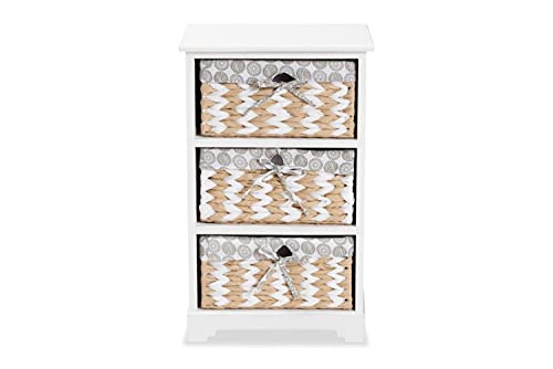 Baxton Studio Rianne Modern Transitional White Finished Wood 3-Basket Storage Unit