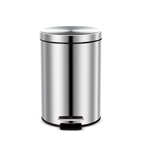 8 liter / 2.1 gallon thickened household simple stainless steel metal foot open lid trash can, with inner bucket, suitable for kitchen, bathroom, office