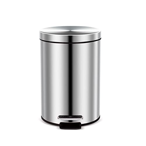 8 Liter / 2.1 Gallon Thickened Household Simple Stainless Steel Metal Foot Open Lid Trash Can, with Inner Bucket, Suitable for Kitchen, Bathroom, Office