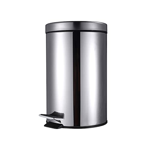 8 Liter / 2.1 Gallon Thickened Household Simple Stainless Steel Metal Foot Open Lid Trash Can, with Inner Bucket, Suitable for Kitchen, Bathroom, Office