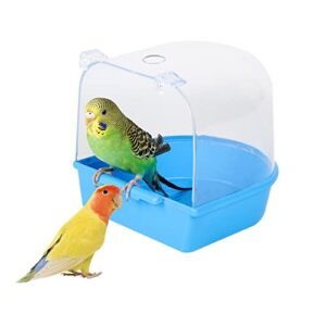 lgsilent bird bath bird cage accessories, bathing tub for pet birds, hanging parrot bird bathtub suitable for small parrots, canaries, love birds and other small birds, blue, 5.5x5.5x5.3inch