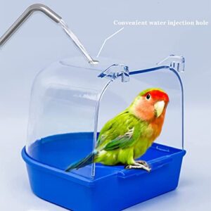 LGsilent Bird Bath Bird Cage Accessories, Bathing Tub for Pet Birds, Hanging Parrot Bird Bathtub Suitable for Small Parrots, Canaries, Love Birds and Other Small Birds, Blue, 5.5x5.5x5.3inch