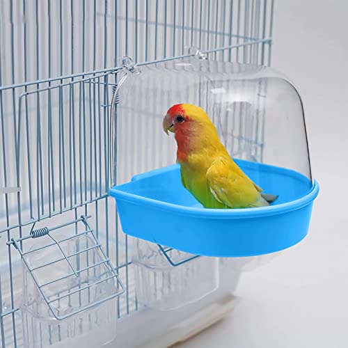 LGsilent Bird Bath Bird Cage Accessories, Bathing Tub for Pet Birds, Hanging Parrot Bird Bathtub Suitable for Small Parrots, Canaries, Love Birds and Other Small Birds, Blue, 5.5x5.5x5.3inch