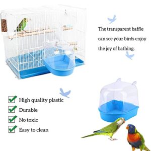 LGsilent Bird Bath Bird Cage Accessories, Bathing Tub for Pet Birds, Hanging Parrot Bird Bathtub Suitable for Small Parrots, Canaries, Love Birds and Other Small Birds, Blue, 5.5x5.5x5.3inch