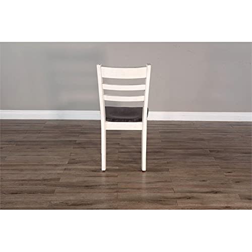 Pemberly Row 18" Wood Dining Room Ladderback Chair with Wood Legs for Kitchen, Modern Restaurant Chairs in Off White and Dark Brown