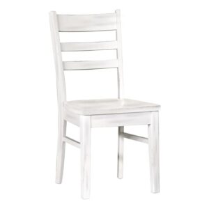 pemberly row 37" wood dining room ladderback chair with wood legs for kitchen, modern restaurant chairs in marble white