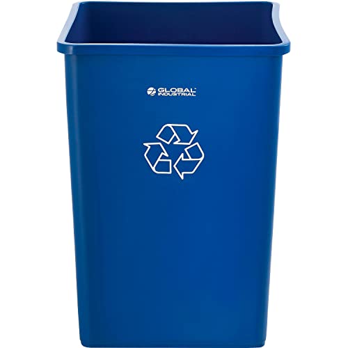 Global Industrial Square Recycling Trash Can, 35 Gallon, Blue