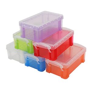 qyang 5.3-inch 6-piece set of 6-color small plastic storage box, translucent stackable tool storage box, used for storage of handicrafts, office supplies, cosmetics, etc