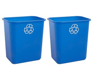 united solutions 7 gallon / 28 quart space saving recycling bin, fits under desk and small, narrow spaces in commercial, kitchen, home office, and dorm, easy to clean, (pack of 2), recycle blue