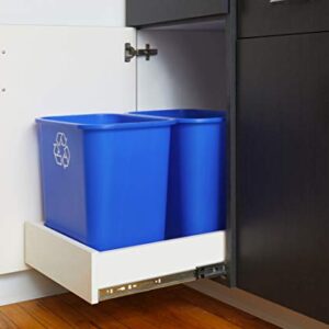 United Solutions 7 Gallon / 28 Quart Space Saving Recycling Bin, Fits Under Desk and Small, Narrow Spaces in Commercial, Kitchen, Home Office, and Dorm, Easy to Clean, (Pack of 2), Recycle Blue