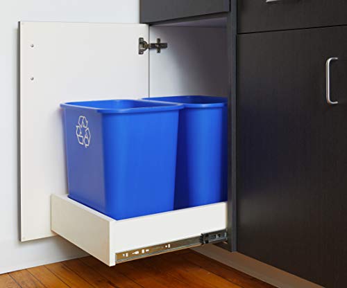 United Solutions 7 Gallon / 28 Quart Space Saving Recycling Bin, Fits Under Desk and Small, Narrow Spaces in Commercial, Kitchen, Home Office, and Dorm, Easy to Clean, (Pack of 2), Recycle Blue