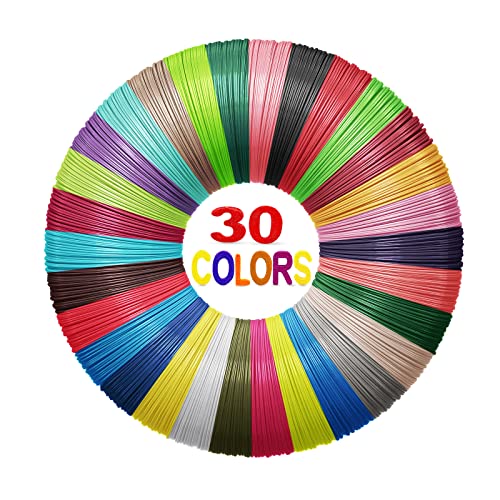 3D Pen Filament Refills 30 Colors, Yungden PLA 1.75mm for 3D Pen, High Precision Diameter Tolerance ±0.02MM, 300 feet in Total, 3D Pen Colors, Compatible with MYNT3D, SCRIB3D 3D Pens and 3D Printer