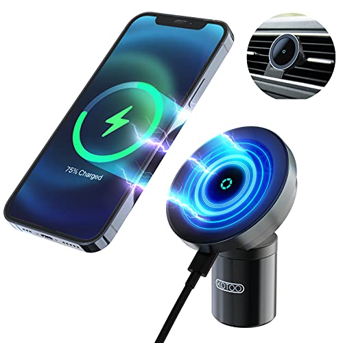 KOTOO MagSafe Compatible Magnetic Wireless Car Charger, Designed for iPhone 15/14-12 Series, Fast Charging Stand and Air Vent Holder (2023 Upgraded)