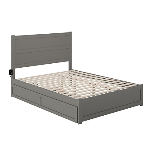 AFI NoHo Queen Bed with Footboard and Twin Extra Long Trundle in Grey