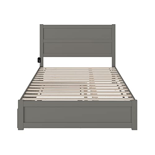 AFI NoHo Queen Bed with Footboard and Twin Extra Long Trundle in Grey