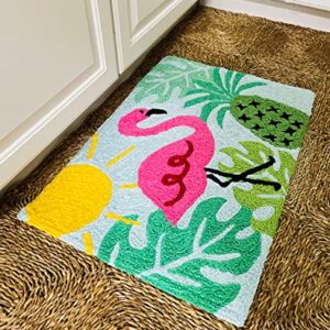 Summer Faves Jellybean Accent Rug with Pink Flamingo Rug 20"x30" Doormat