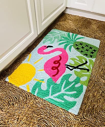 Summer Faves Jellybean Accent Rug with Pink Flamingo Rug 20"x30" Doormat