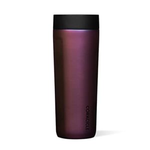 corkcicle commuter cup insulated stainless steel spill proof travel coffee mug keeps beverages cold for 9 hours and hot for 3 hours, nebula, 17 oz