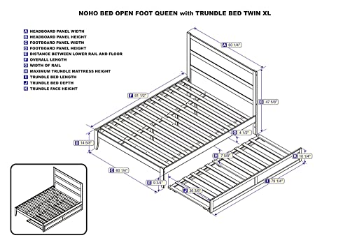 AFI NoHo Queen Bed with Twin Extra Long Trundle in White