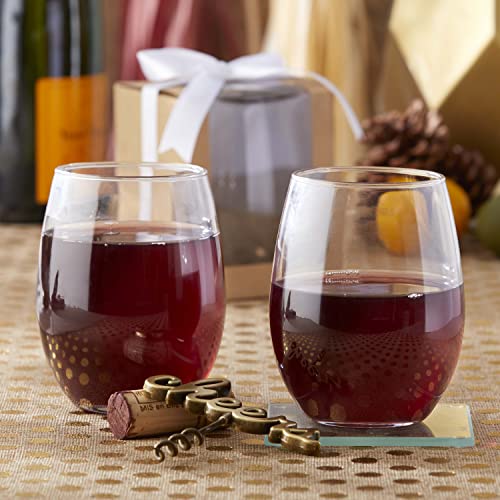 Kate Aspen 9 oz. Stemless Wine Glass (Set of 12)| Kitchen Drinking Glass or DIY Party Favor, Wine Glass Set, White Wine Glass or Red Wine Glass, Modern Stemware