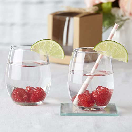 Kate Aspen 9 oz. Stemless Wine Glass (Set of 12)| Kitchen Drinking Glass or DIY Party Favor, Wine Glass Set, White Wine Glass or Red Wine Glass, Modern Stemware