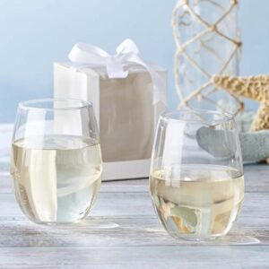 Kate Aspen 9 oz. Stemless Wine Glass (Set of 12)| Kitchen Drinking Glass or DIY Party Favor, Wine Glass Set, White Wine Glass or Red Wine Glass, Modern Stemware