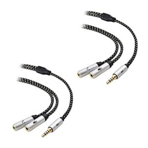 cable matters 2-pack 3.5mm male to dual female headphone mic splitter cable (3.5mm headset splitter) - 0.2m / 10 inches