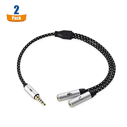 Cable Matters 2-Pack 3.5mm Male to Dual Female Headphone Mic Splitter Cable (3.5mm Headset Splitter) - 0.2m / 10 Inches