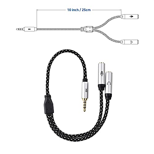 Cable Matters 2-Pack 3.5mm Male to Dual Female Headphone Mic Splitter Cable (3.5mm Headset Splitter) - 0.2m / 10 Inches