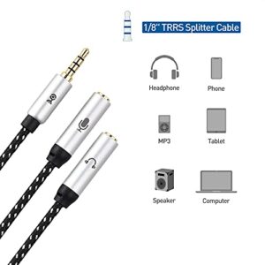 Cable Matters 2-Pack 3.5mm Male to Dual Female Headphone Mic Splitter Cable (3.5mm Headset Splitter) - 0.2m / 10 Inches