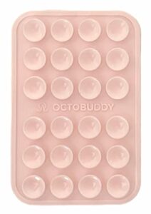 || octobuddy || silicone suction phone case adhesive mount || (iphone and android cellphone case compatible, hands-free mobile accessory holder for selfies and videos) fidget toy (chalk pink)