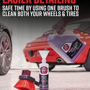 Adam's Double Sided Car Detailing Brush Wheel Brush & Tire Brush for Wheel Cleaning | Soft, Durable Chemical Resistant Bristles Against The Harshest Wheel & Tire Cleaner