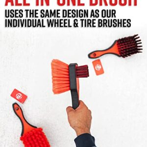 Adam's Double Sided Car Detailing Brush Wheel Brush & Tire Brush for Wheel Cleaning | Soft, Durable Chemical Resistant Bristles Against The Harshest Wheel & Tire Cleaner