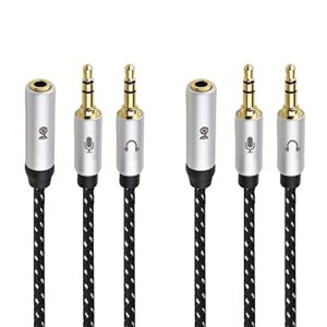 cable matters 2-pack 3.5mm female to dual male headphone mic splitter cable (3.5mm headset splitter) - 0.2m / 10 inches