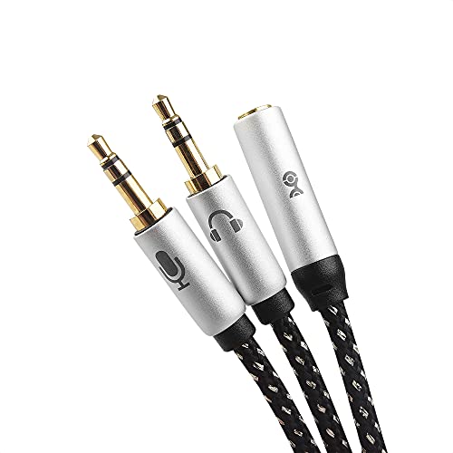 Cable Matters 2-Pack 3.5mm Female to Dual Male Headphone Mic Splitter Cable (3.5mm Headset Splitter) - 0.2m / 10 Inches