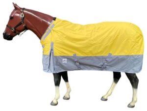 rugged ride 1200 denier waterproof adjustable neck turnout blanket - with grey skirt - 300 gram fill