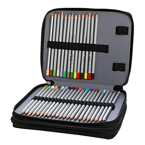 Lbxgap Portable Colored 120 Slots Pencil case Organizer with Printing Pattern for Prismacolor Watercolor Pencils, Crayola Colored Pencils, Marco Pencils