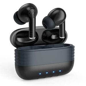 wireless earbuds active noise cancelling, bluetooth 5.1 ear buds deep bass 24h playtime with 4 enc microphone for call clear, ipx7 waterproof earphones in-ear stereo headphones for sports gaming black