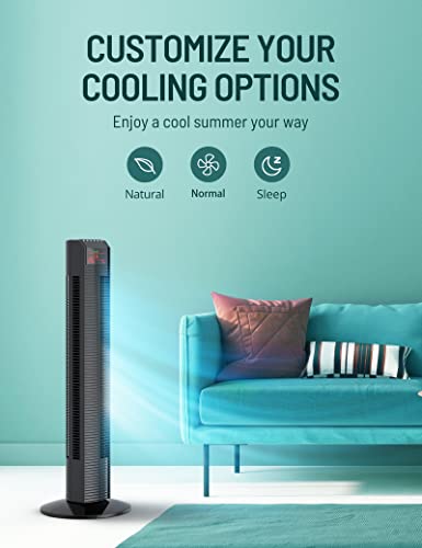 Mirdred Quiet Cooling Fan 3 Modes,Speed Settings, 12H Timer, LED Display with Auto Off,Black Portable Floor Bladeless Fan for Bedroom Living Rooms Office