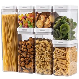 clevhom cereal containers storage, airtight food storage container bpa free plastic cereal containers moisture-proof large pantry organization and storage for pasta, oats, candy, cereal - 7 pieces