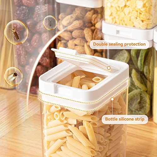 CLEVHOM Cereal Containers Storage, Airtight Food Storage Container BPA Free Plastic Cereal Containers Moisture-Proof Large Pantry Organization and Storage for Pasta, Oats, Candy, Cereal - 7 Pieces