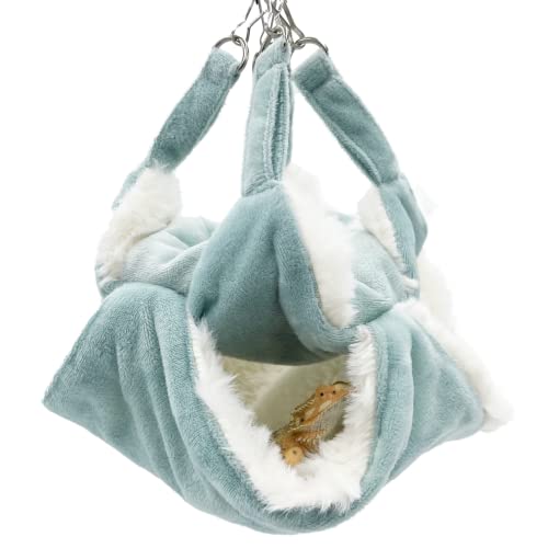 LOZERNE Urtra Soft 2-Tier Hammock for Bearded Dragon; Cozy Hanging Swing Nest with Suction Cup Hooks for Lizard, Gecko and Other Small Animals; Premium Bearded Dragon Tank Accessories (L)