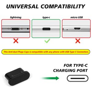 CaseBuy 20x USB C Anti Dust Plugs for iPhone 15 Pro Max, Samsung Galaxy S23, S22, S21, S20,A53, Note 20, Pixel, MacBook, Laptop, Cell Phone Dust Cover for Any USB Type C Charging Port- Black